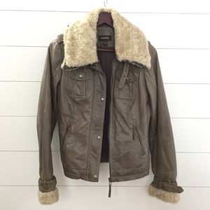 DANIER Soft Leather Heavy Jacket Faux Fur Collar